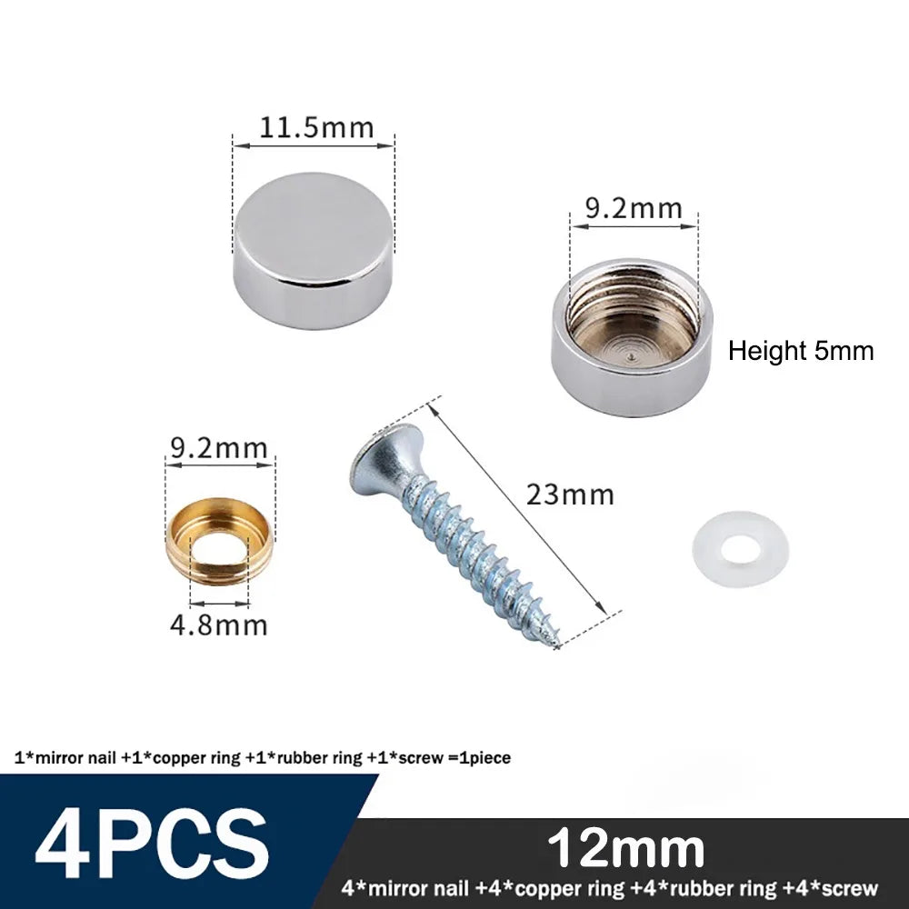 Decorative Mirror Screw Caps – Copper Chrome Covers Multi-Size
