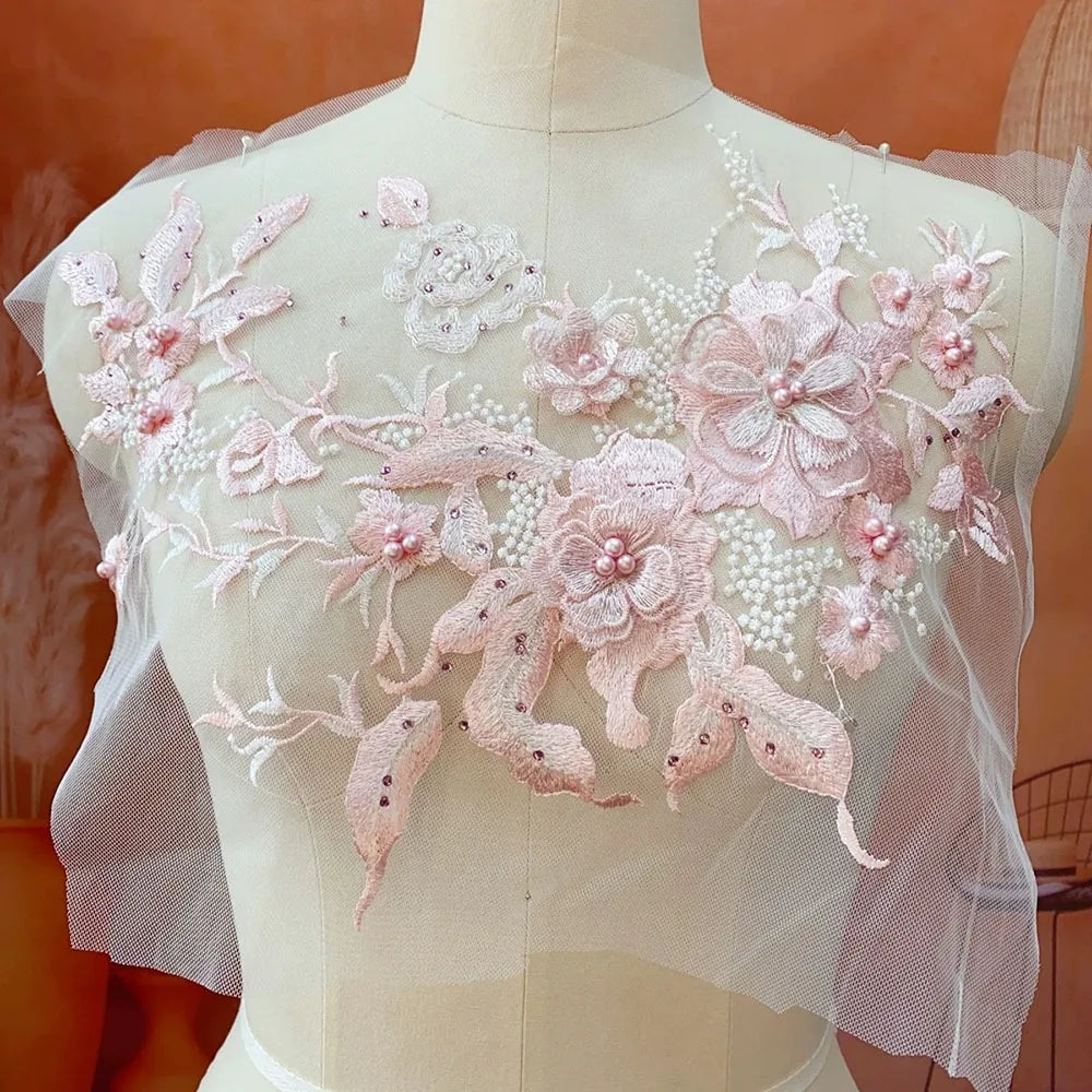 3D Sequined Floral Embroidery Patch – DIY Appliqué 33×26cm