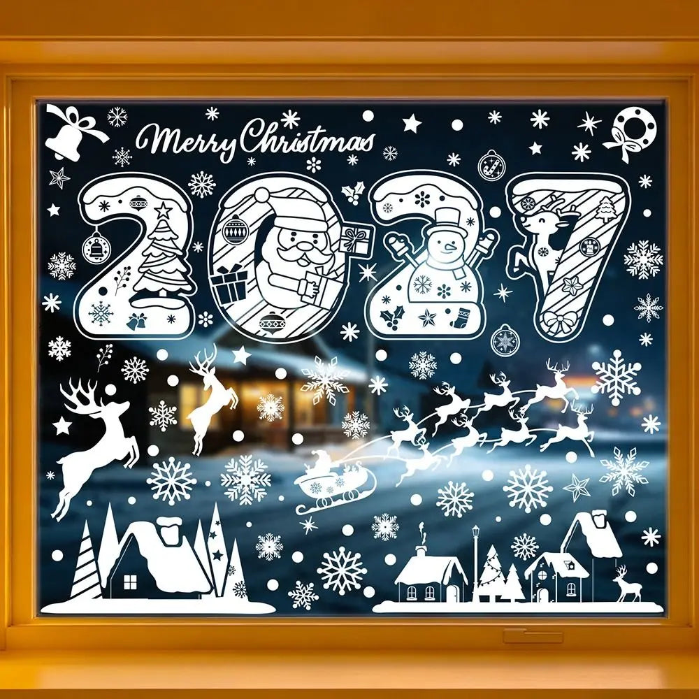 Christmas Window Clings – Snowflake Snowman Santa Glass Decals