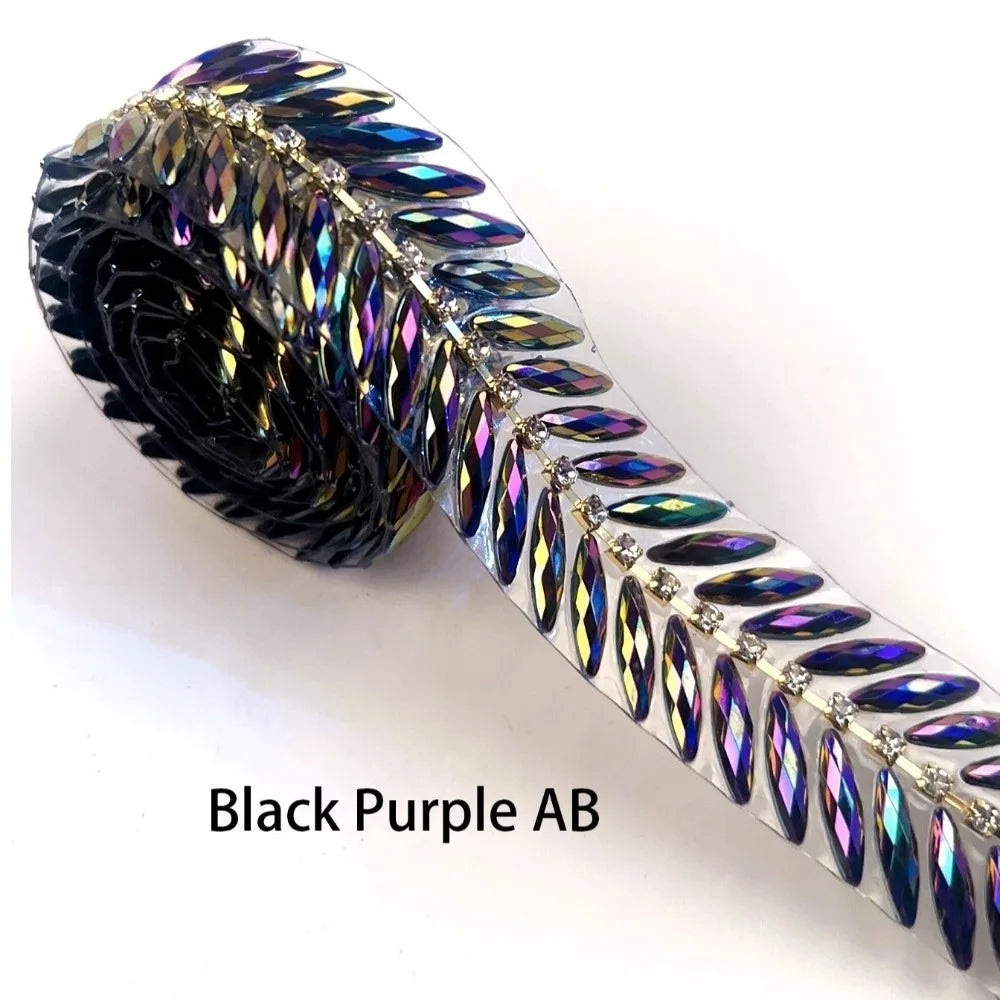 Iron-On Rhinestone Ribbon Trim – 1 Yard Crystal DIY Bling
