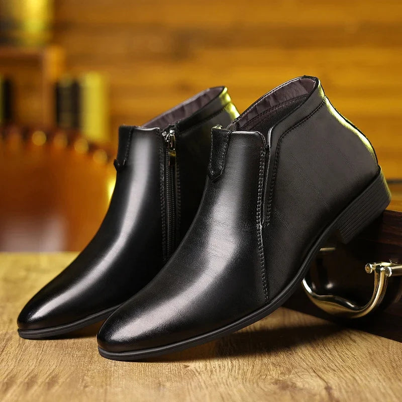 Men's Retro Ankle Chelsea Boots – Zipper High-Top Leather