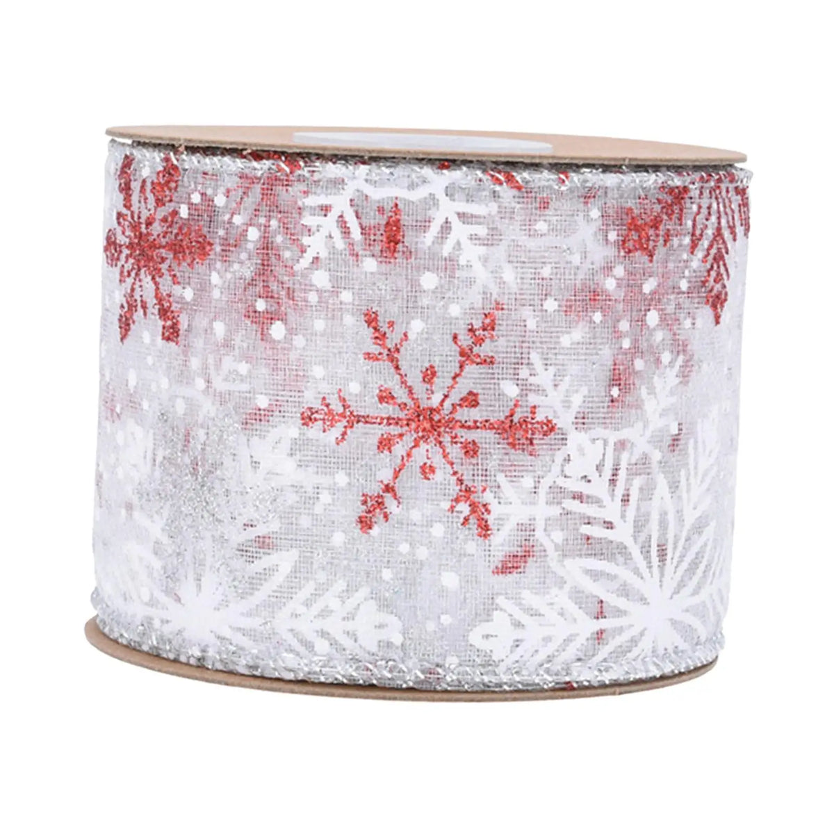 Christmas Wired Edge Ribbon 10 Yards – Festive Wreath & Bow