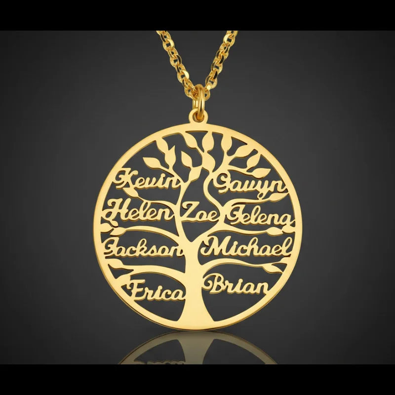 Custom Tree of Life Name Necklace | 18K Gold Plated Pendant