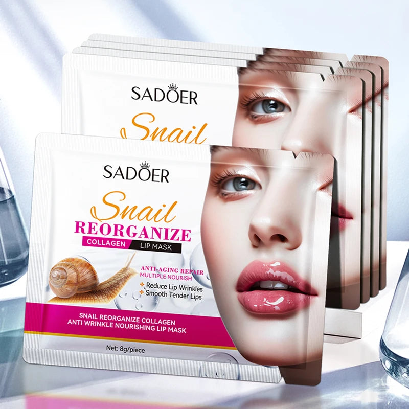 SADOER Snail Collagen Lip Mask – Moisturizing Plumping Patches