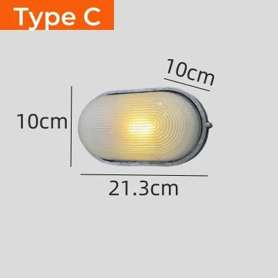 Retro Industrial LED Wall Sconce IP65 Waterproof E27 Glass
