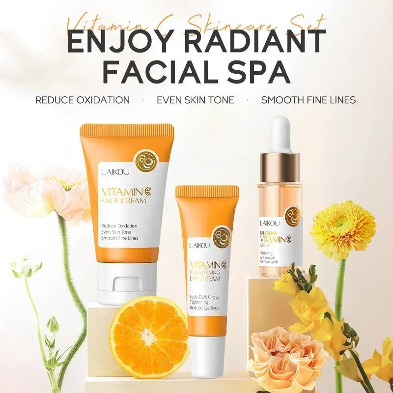 Vitamin C 24K Gold Sakura Skin Care Set – Cream, Serum & Eye Cream