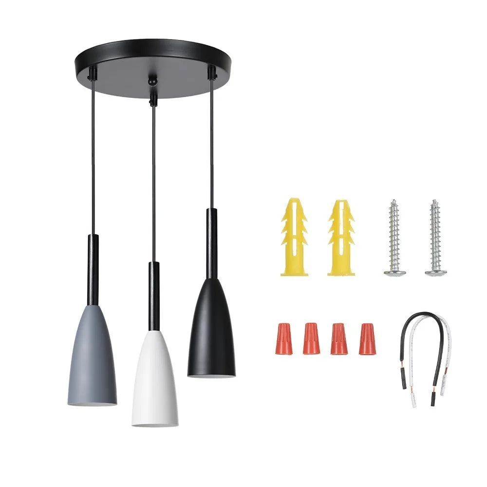 3-Light Industrial Pendant Chandelier E26 | Adjustable Cord
