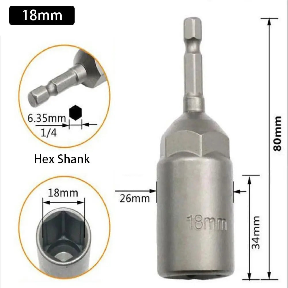 Magnetic Hex Nut Driver Drill Bit Adapter 1/4" – 5.5–19mm