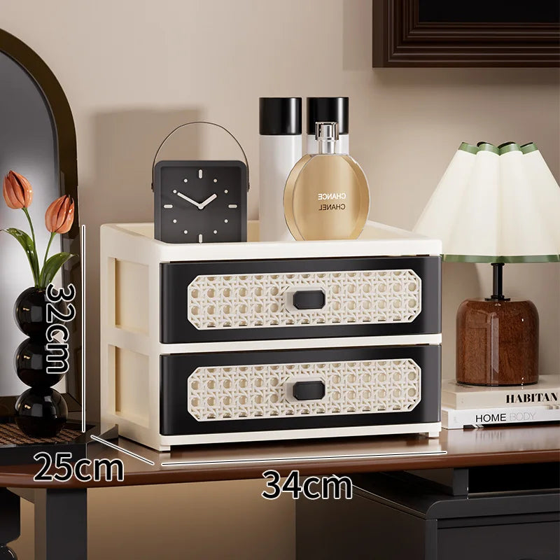 Vintage Desktop Organizer – Multi-Layer Dustproof Drawer Box