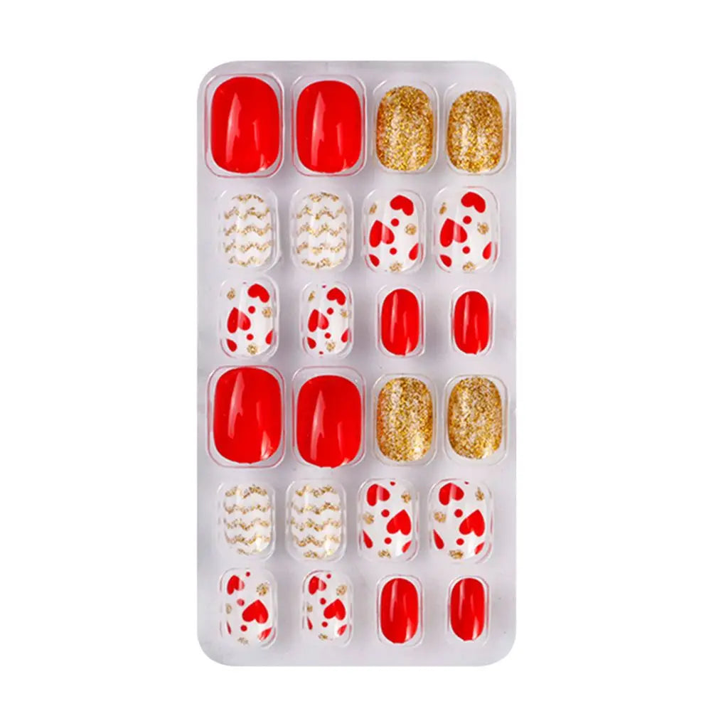 24-Pc Cartoon Y2K Press-On False Nails | Short Square Full Cover
