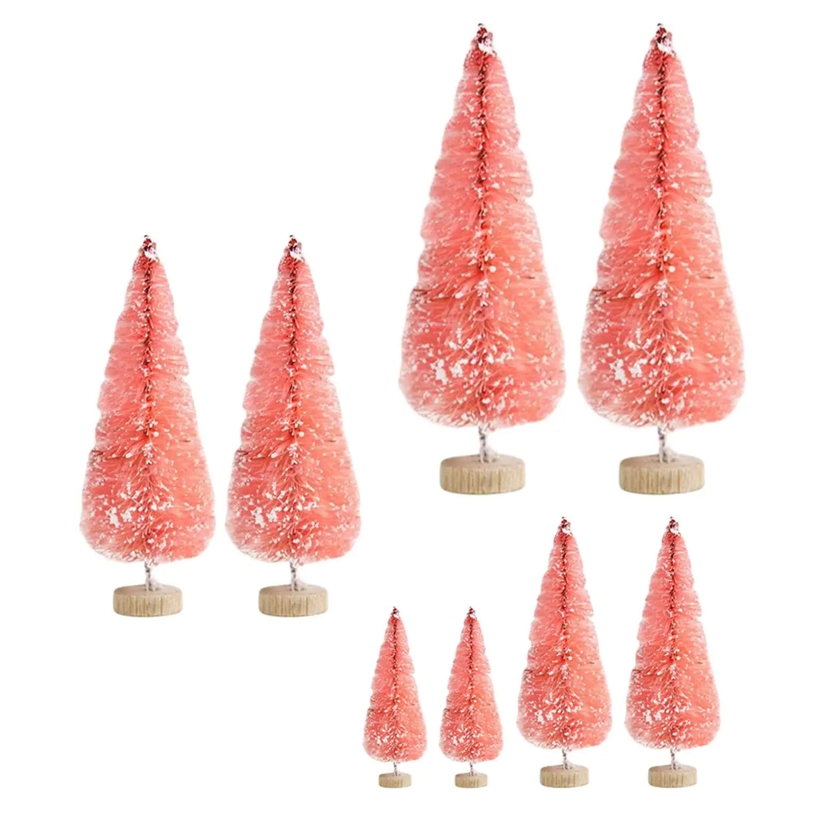 Miniature Pine Tree Set – 8 Bottle Brush Trees with Wooden Bases