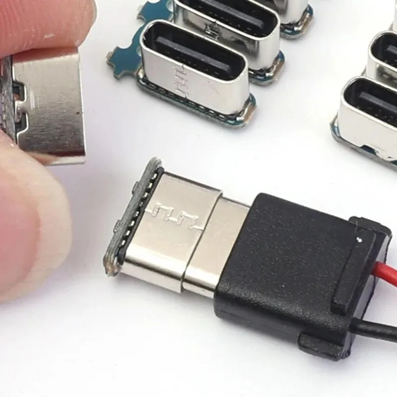 USB-C 2-Pin Waterproof Connector Male Female Solder Jack