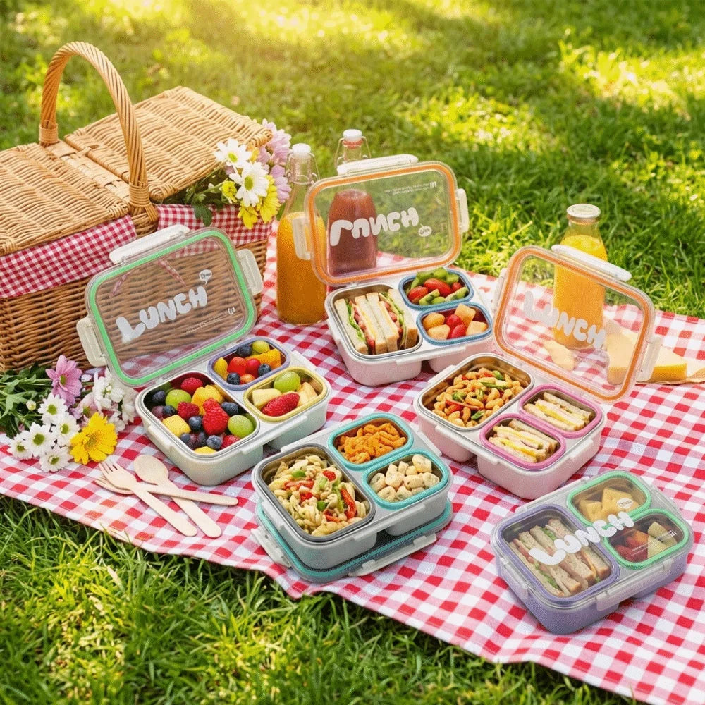 Stainless Steel Divided Lunch Box – Leakproof Food Container