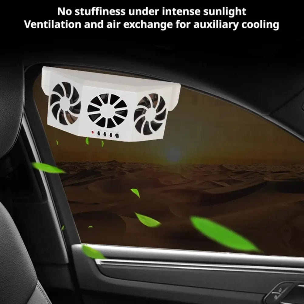 Solar Car Exhaust Fan – 3-Head USB Window Ventilation Fan