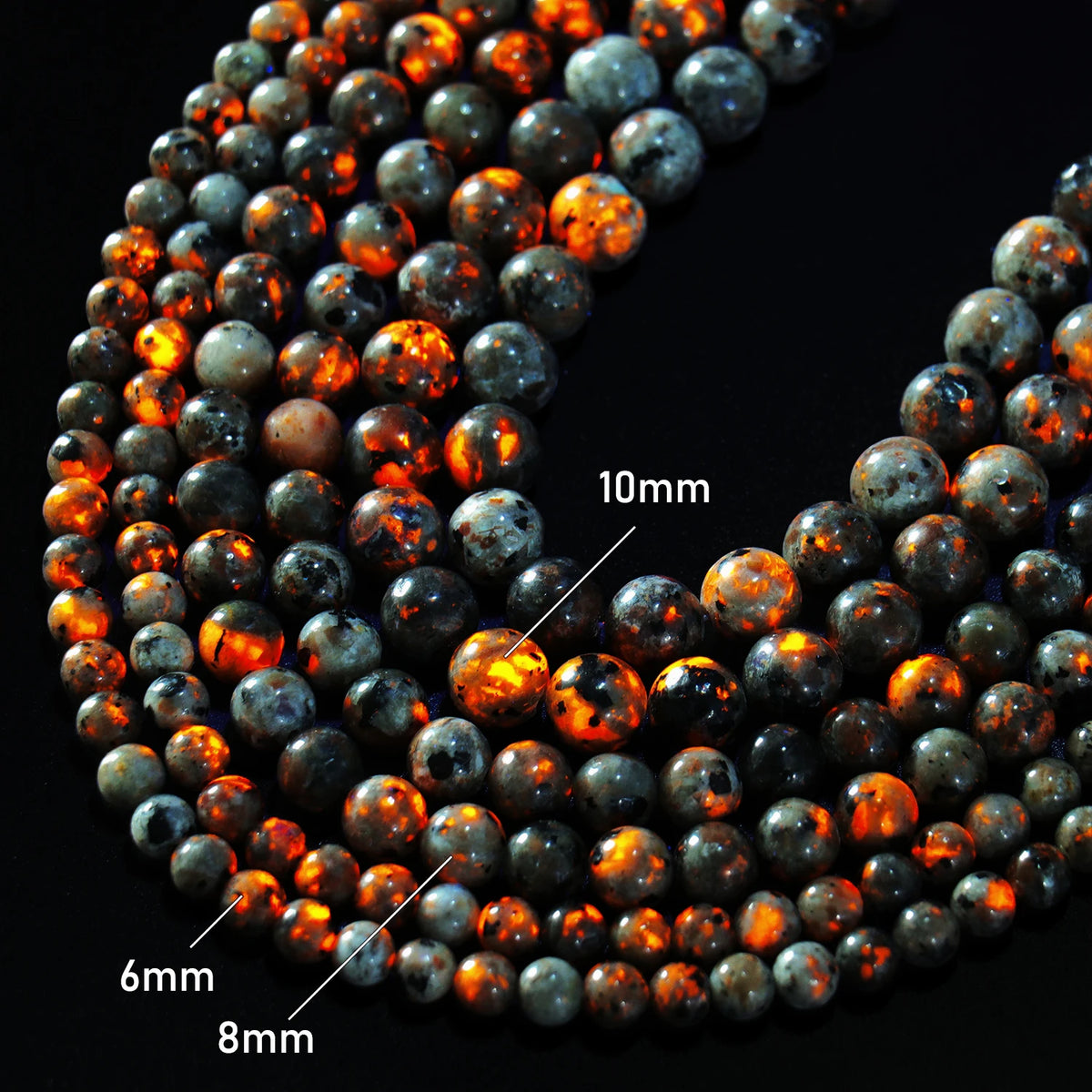 Yooperlite Fire Sodalite Round Stone Beads – 15" Jewelry Strand