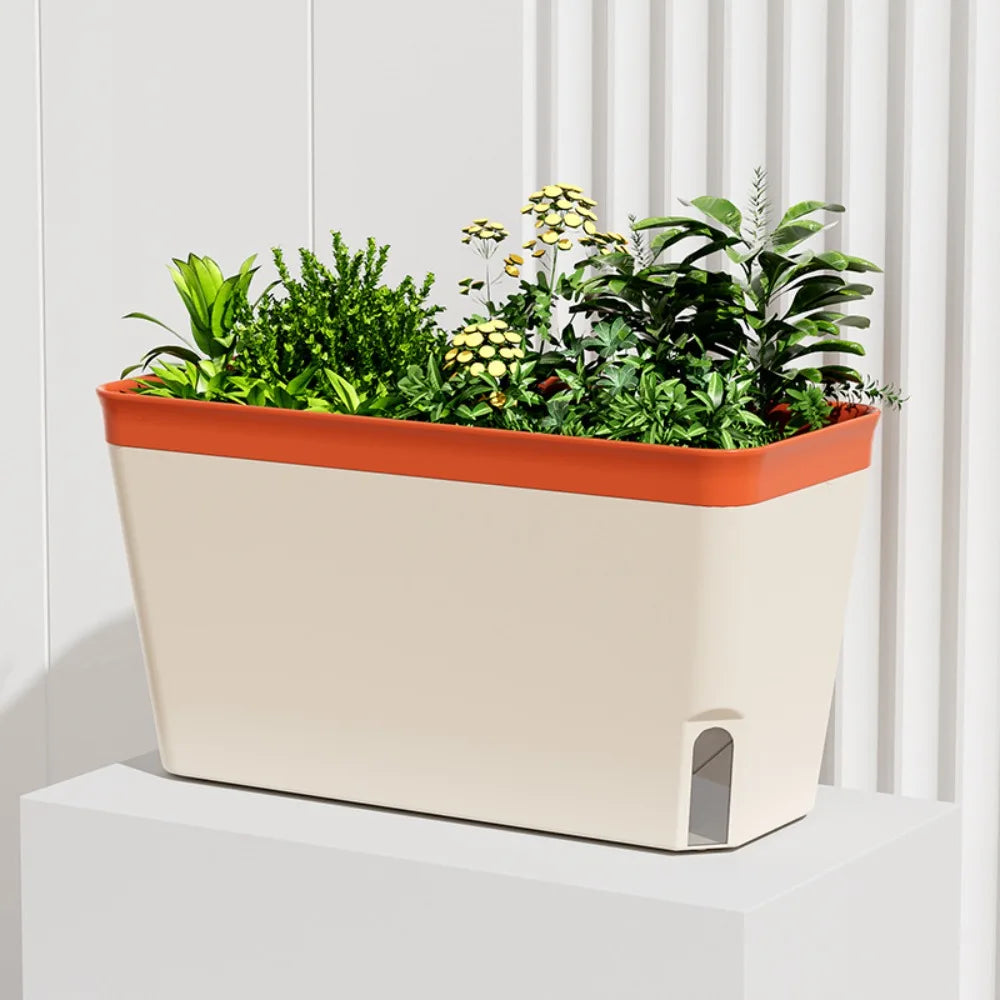 Self-Watering Herb Planter Box – Visible Water Level Window