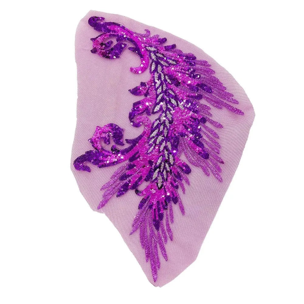 Sequin Phoenix Feather Embroidery Patch – DIY Sew-On Appliqué