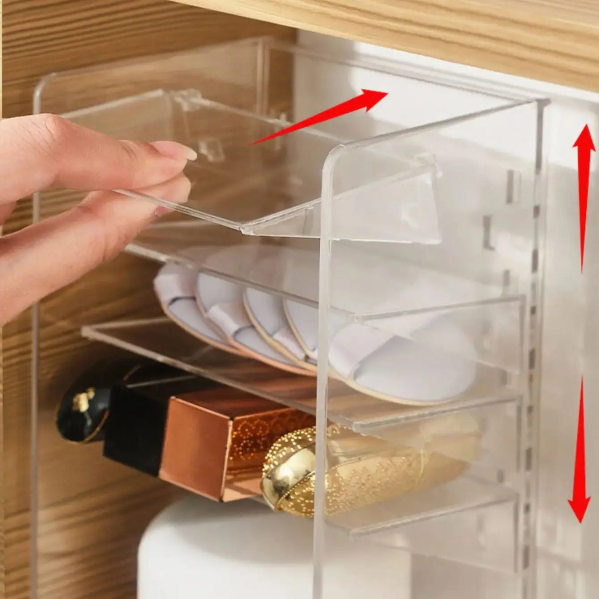 Transparent Bevelled Mirror Storage Box – Stackable Organizer