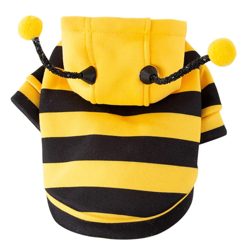 Bee Costume Hoodie for Cats & Dogs – Warm Striped Pet Outfit