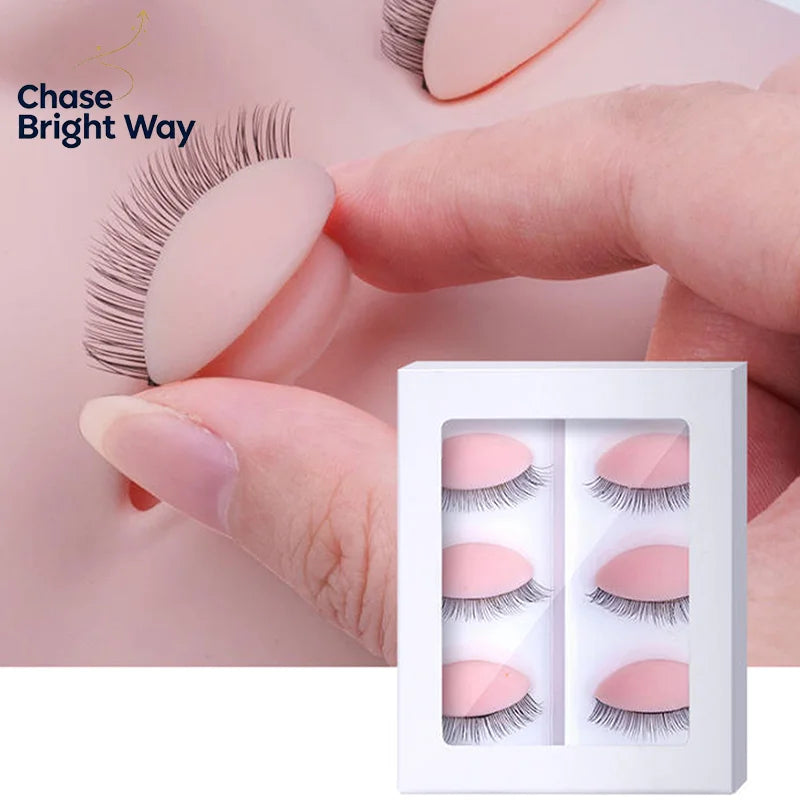 Silicone Eyelash Extension Practice Mannequin – 3 Pairs Set
