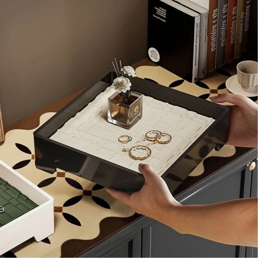 Leather-Weave Storage Tray – Key & Jewelry Desk Organizer