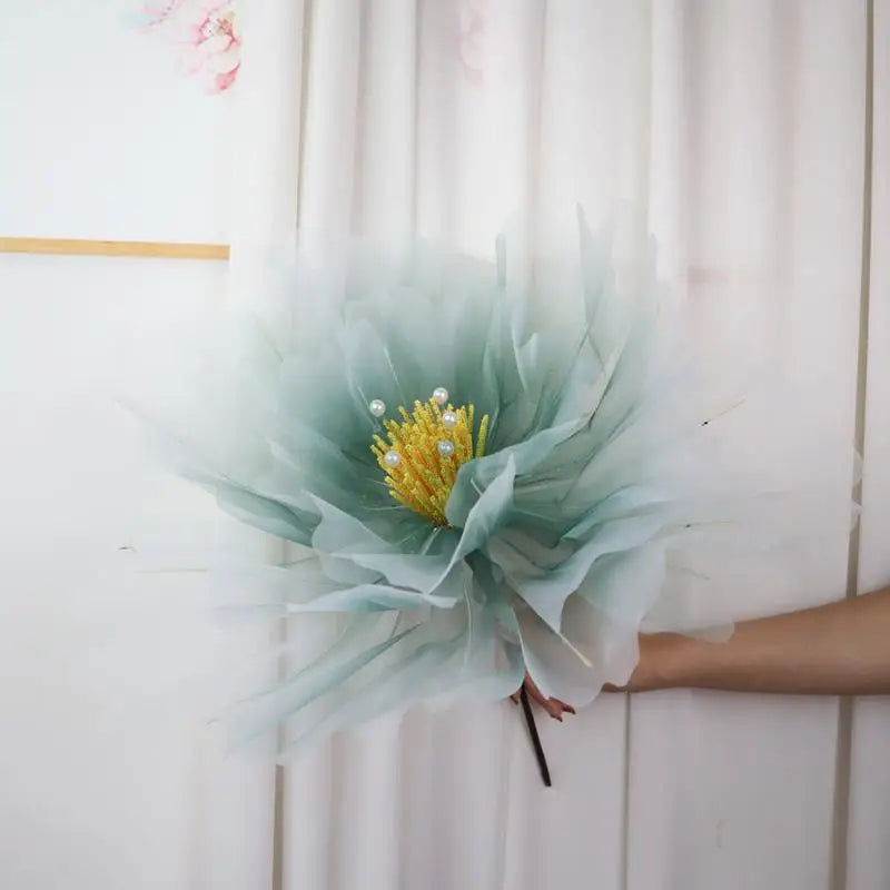 Giant Organza Artificial Flower with Pearl Stamen – Wedding Decor