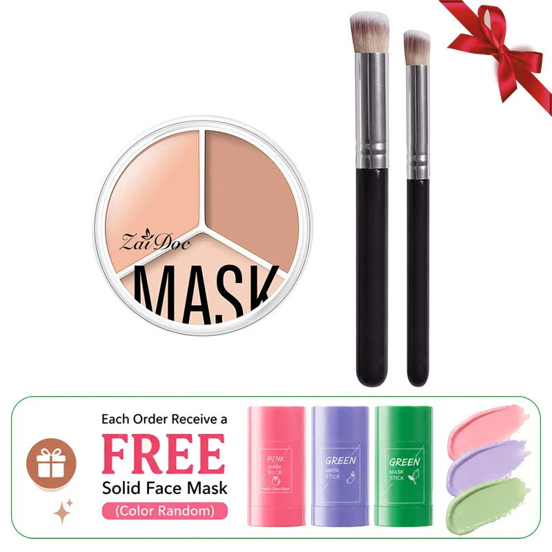ZaiDoc 3-Color Concealer Palette – Full Coverage Cream