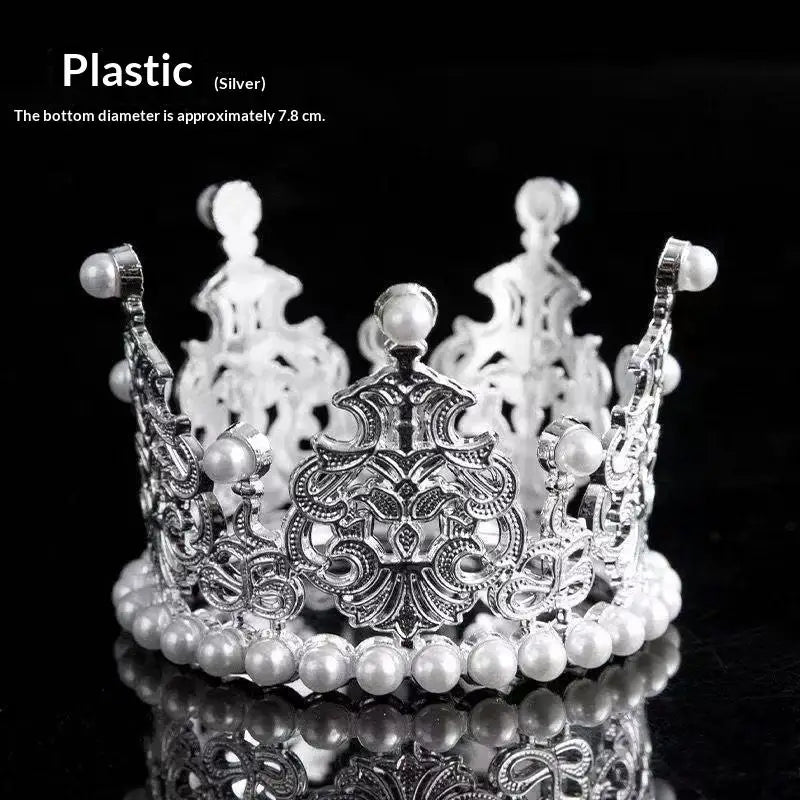 Pearl Crown Cake Topper – Gold Princess Tiara Hair Ornament