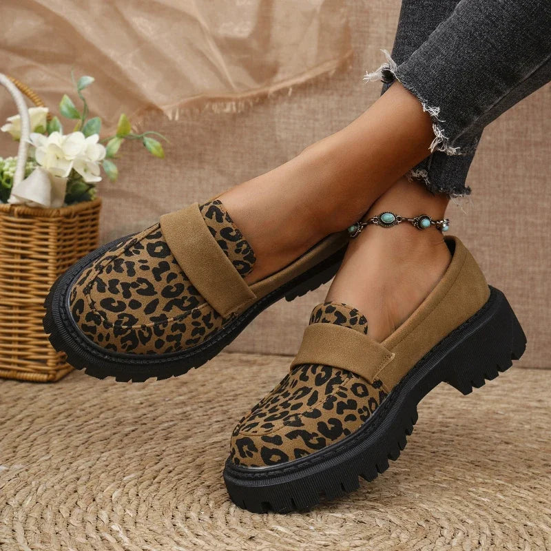 Women's Leopard Platform Loafers – Slip-On Soft Sole Shoes