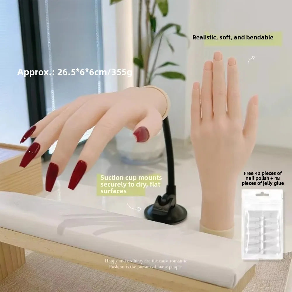 Silicone Nail Practice Hand – Bendable Training Display Rack