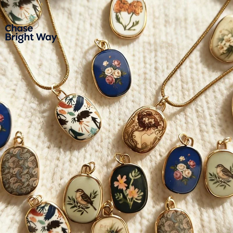 Vintage Oval Enamel Copper Pendants – DIY Jewelry Charms