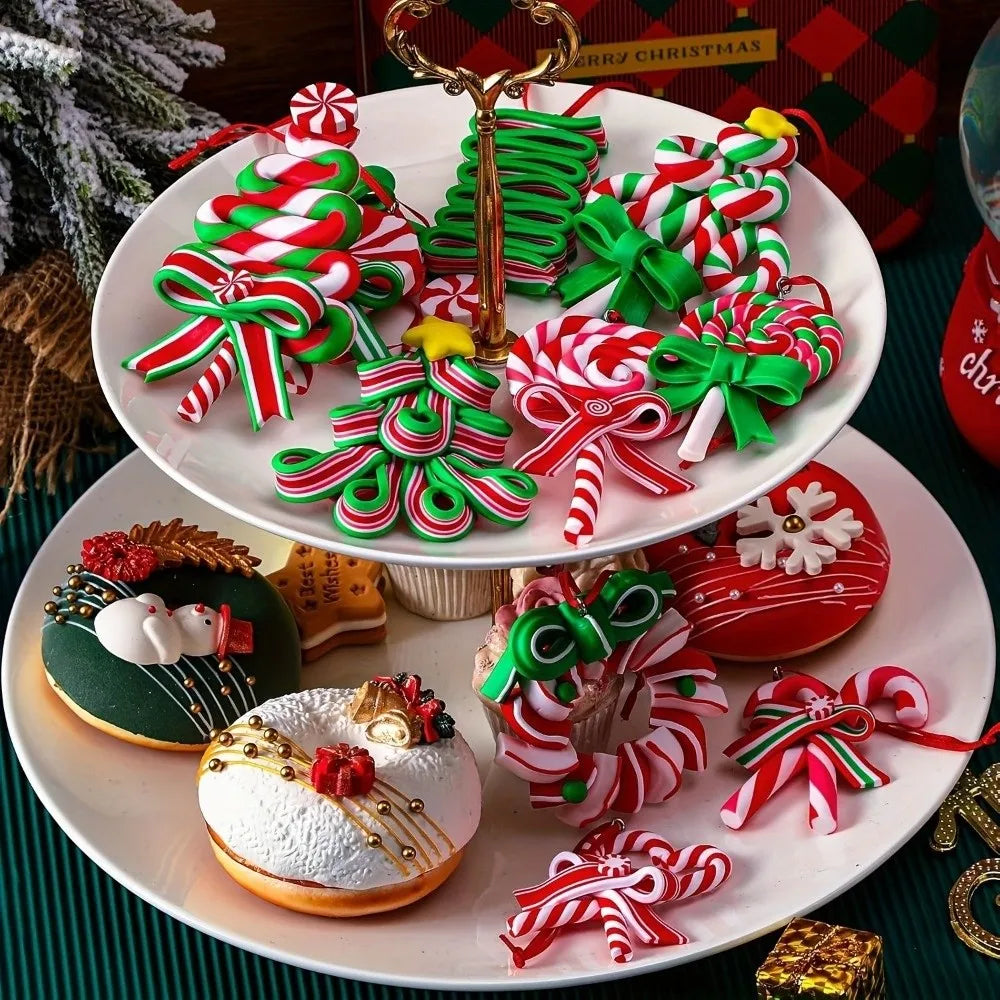 Wooden Christmas Lollipop Ornaments – 12/16 Pc Handmade Set