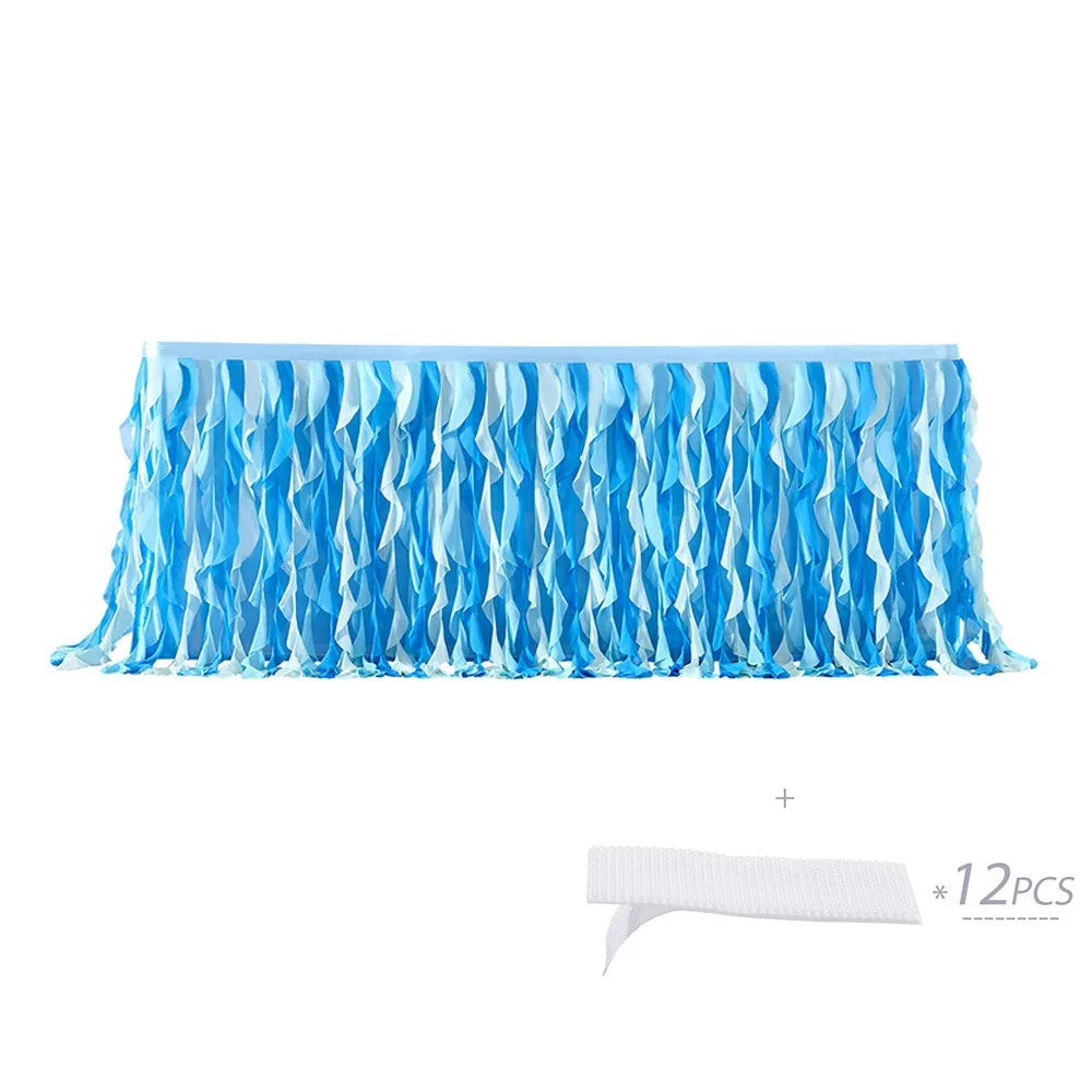 Multicolor Tulle Ruffle Table Skirt 183cm – Wedding & Party Décor