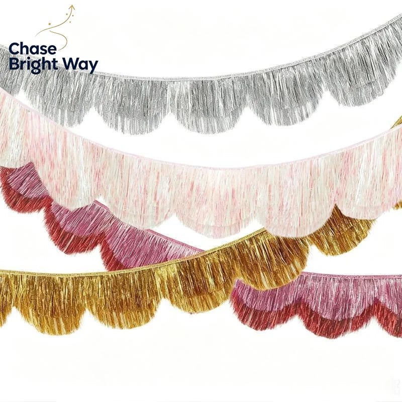 Metallic Foil Fringe Tassel Garland – Multicolor Party Décor