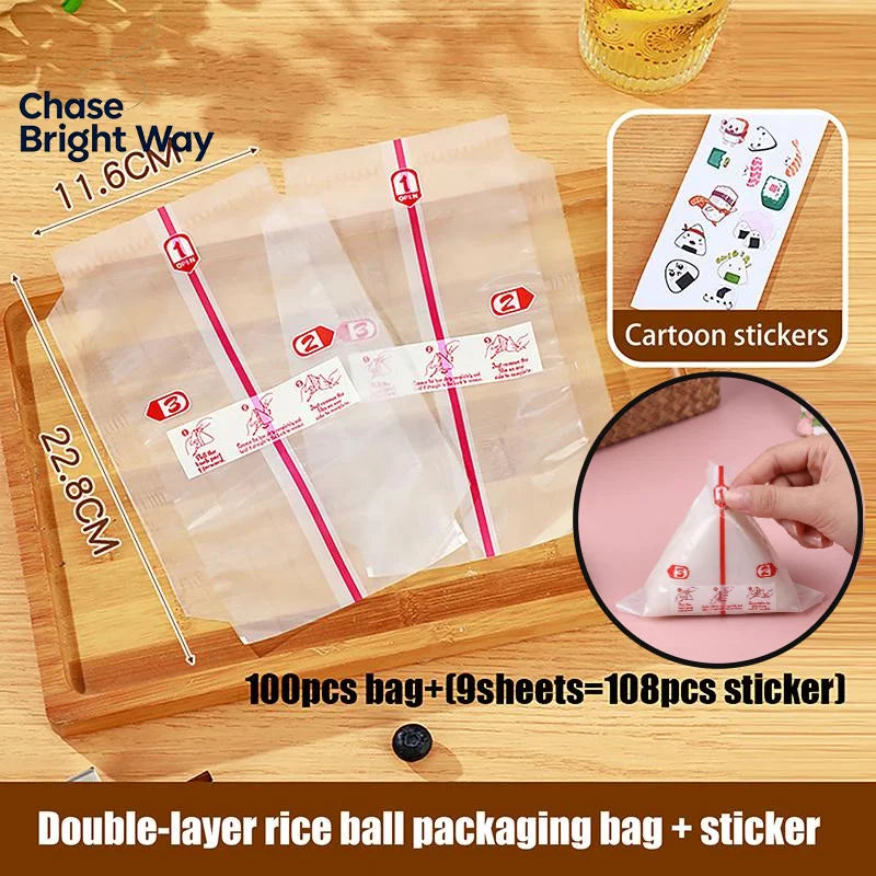 10-Pack Double Layer Triangle Onigiri Bags | Rice Ball Wrap