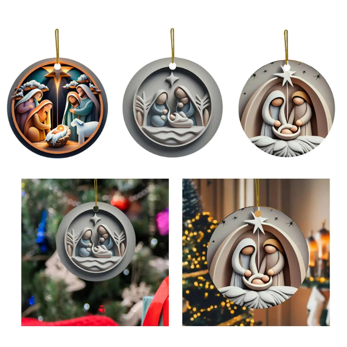 Nativity Christmas Hanging Ornament – Acrylic Pendant 7.5cm