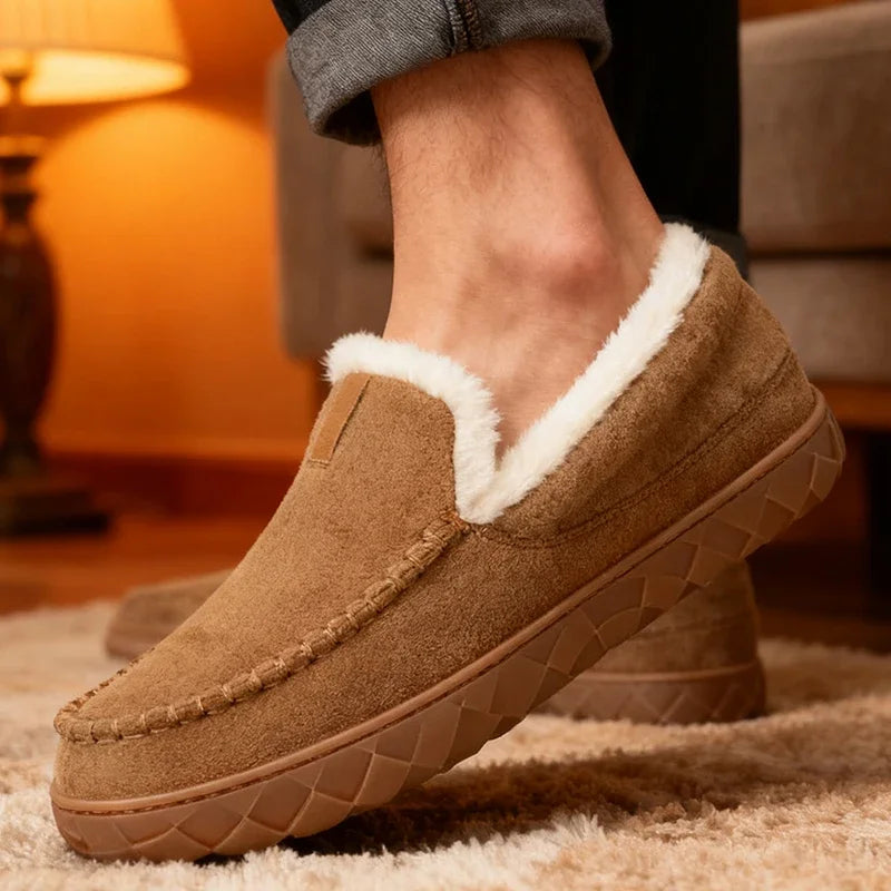 Men's Winter Plush Slippers – Warm Suede House Shoes Size 40-48