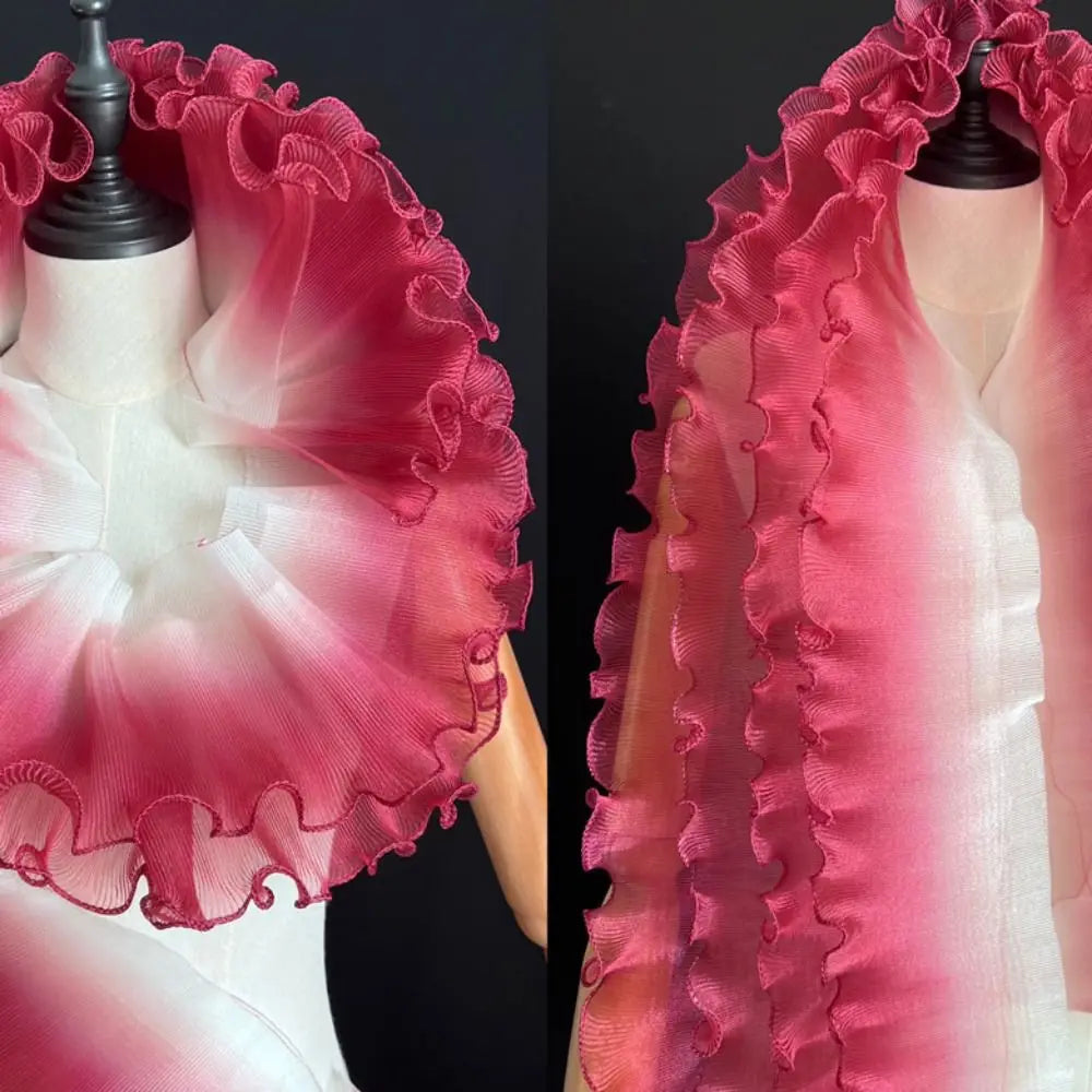 2-Yard Flounce Wave Lace Fabric 12cm – Gradient Mesh Organza