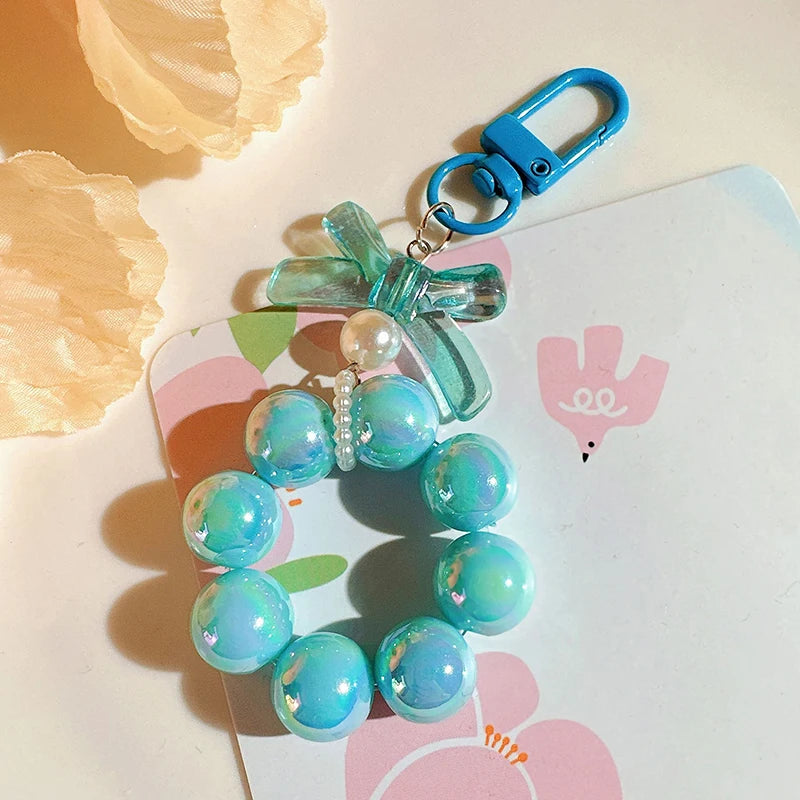 Candy Bow Beaded Wrist Strap Phone Charm & Keychain