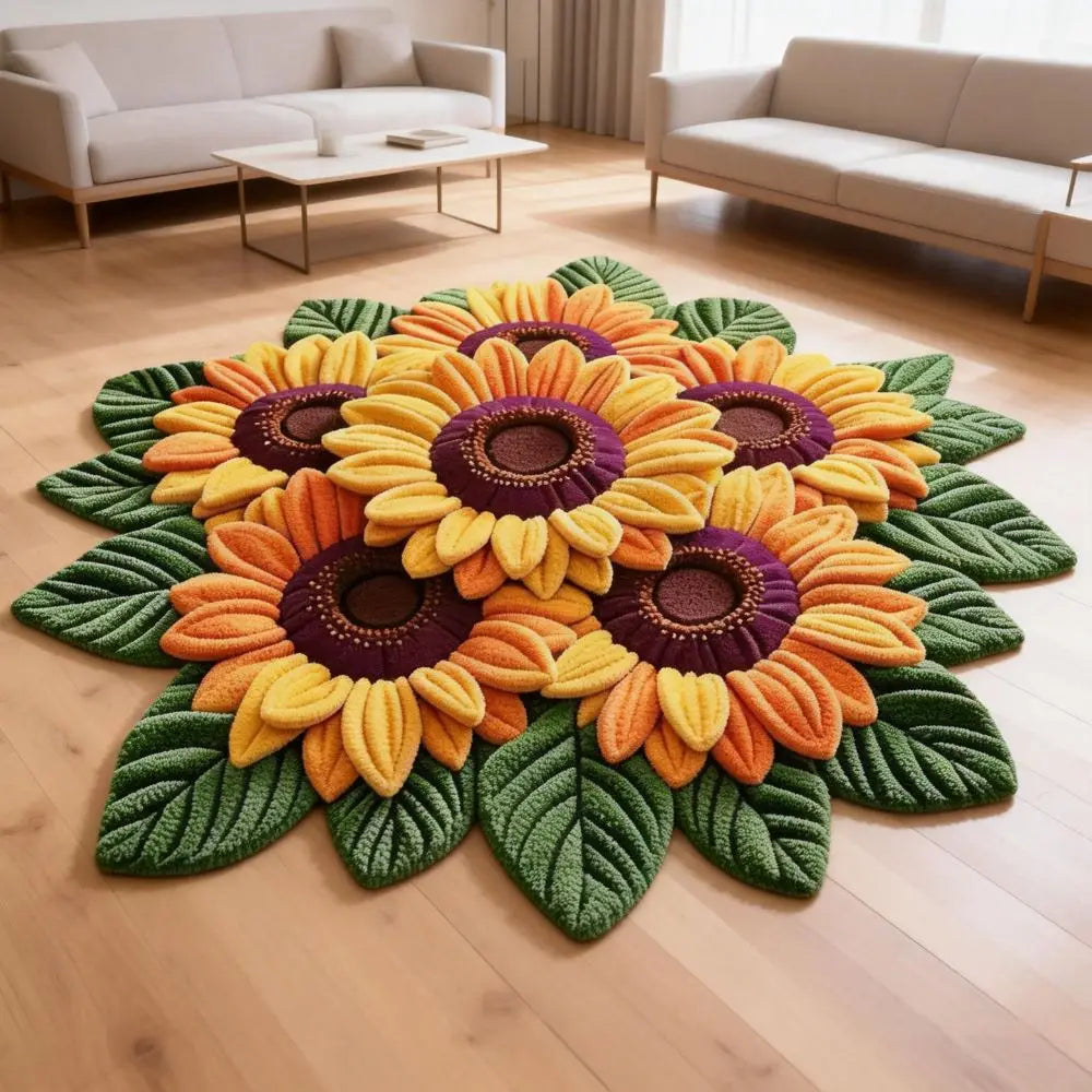Sunflower Shape Soft Non-Slip Floor Mat – 60x60cm Absorbent Rug