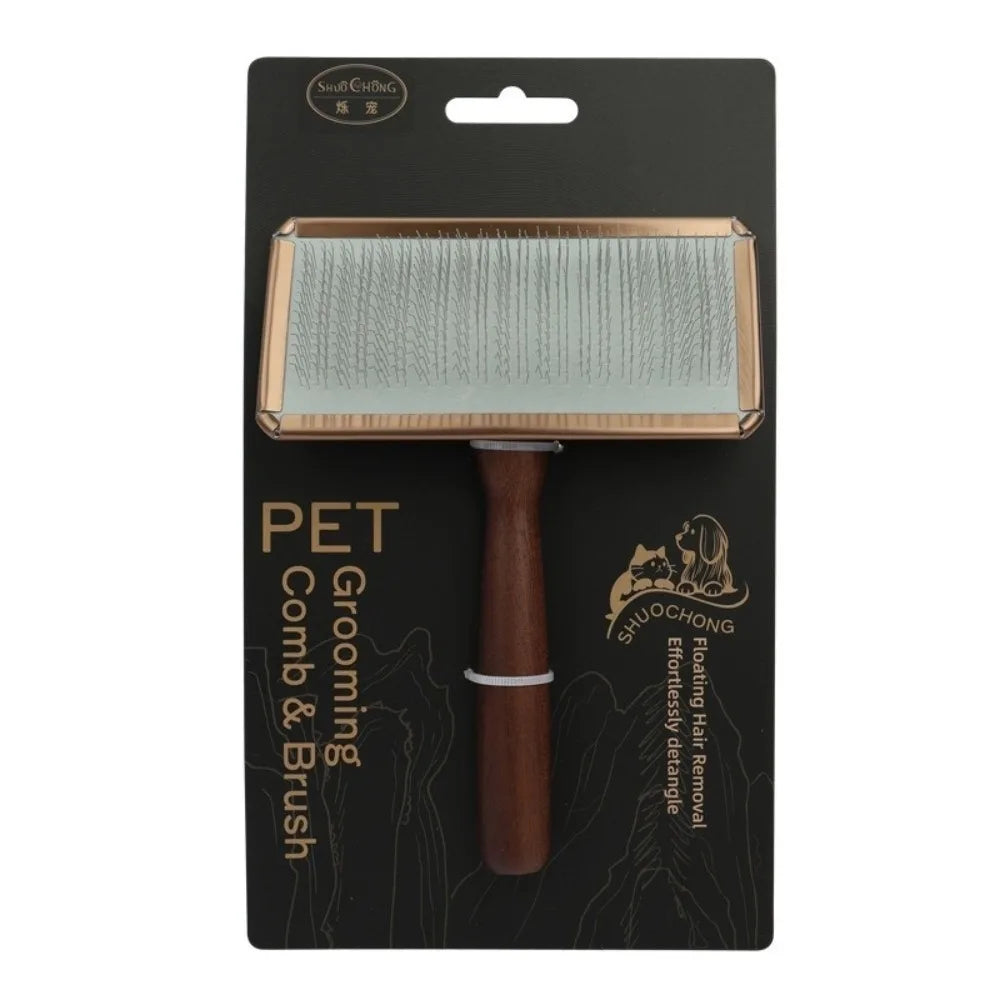 Solid Wood Handle Pet Hair Comb – Cat & Dog Grooming Brush