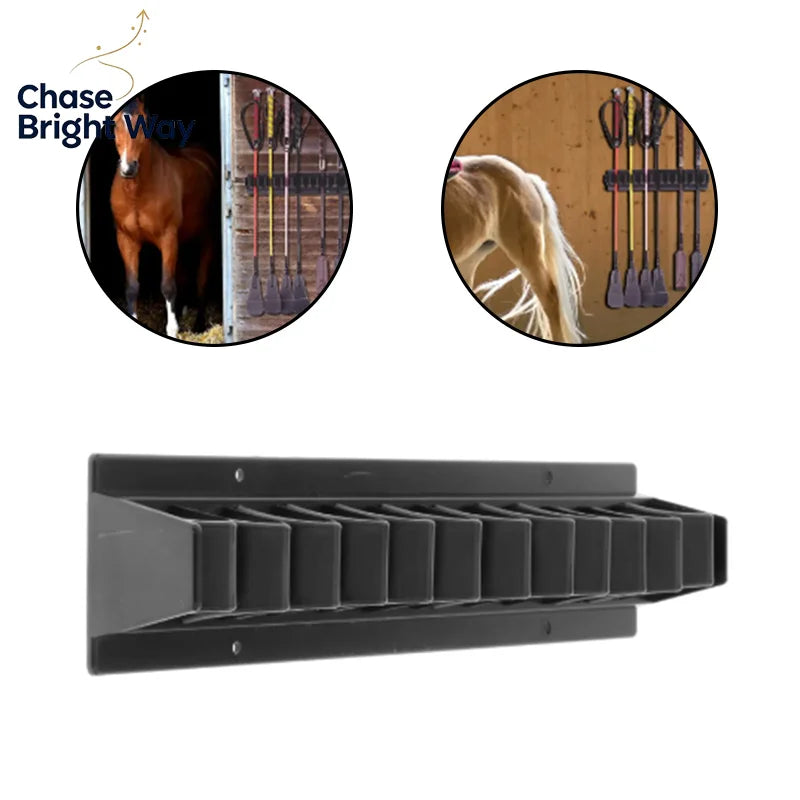 Wall-Mounted Horse Whip Rack Holder – Holds 12 Whips