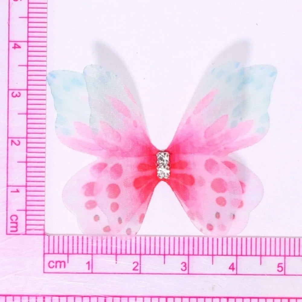 50-Pack 3D Organza Butterfly Appliques – Rhinestone Chiffon Patches