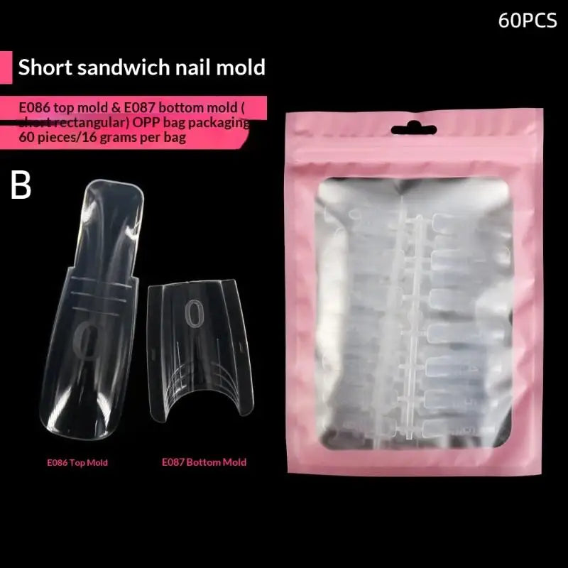 Sandwich Dual Nail Forms – 15 Oval Sizes | 60–300 Pcs Extension Molds