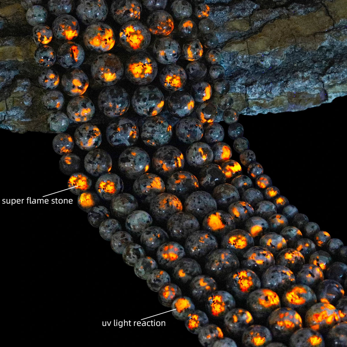 Yooperlite Sodalite Flame Stone Beads UV Glow DIY Jewelry 6–12mm