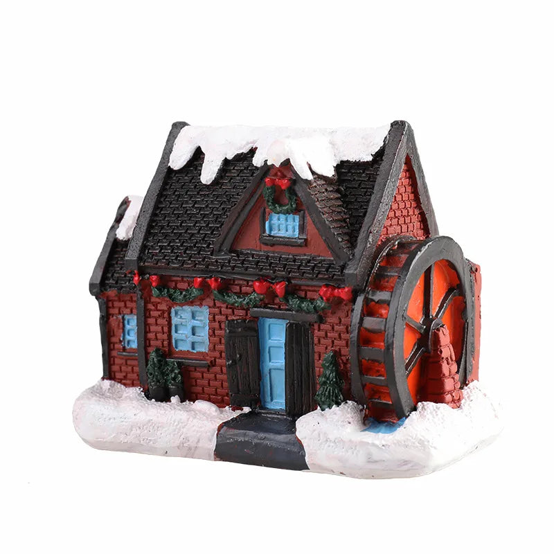 Resin Christmas Village House LED Ornament – 8 Styles
