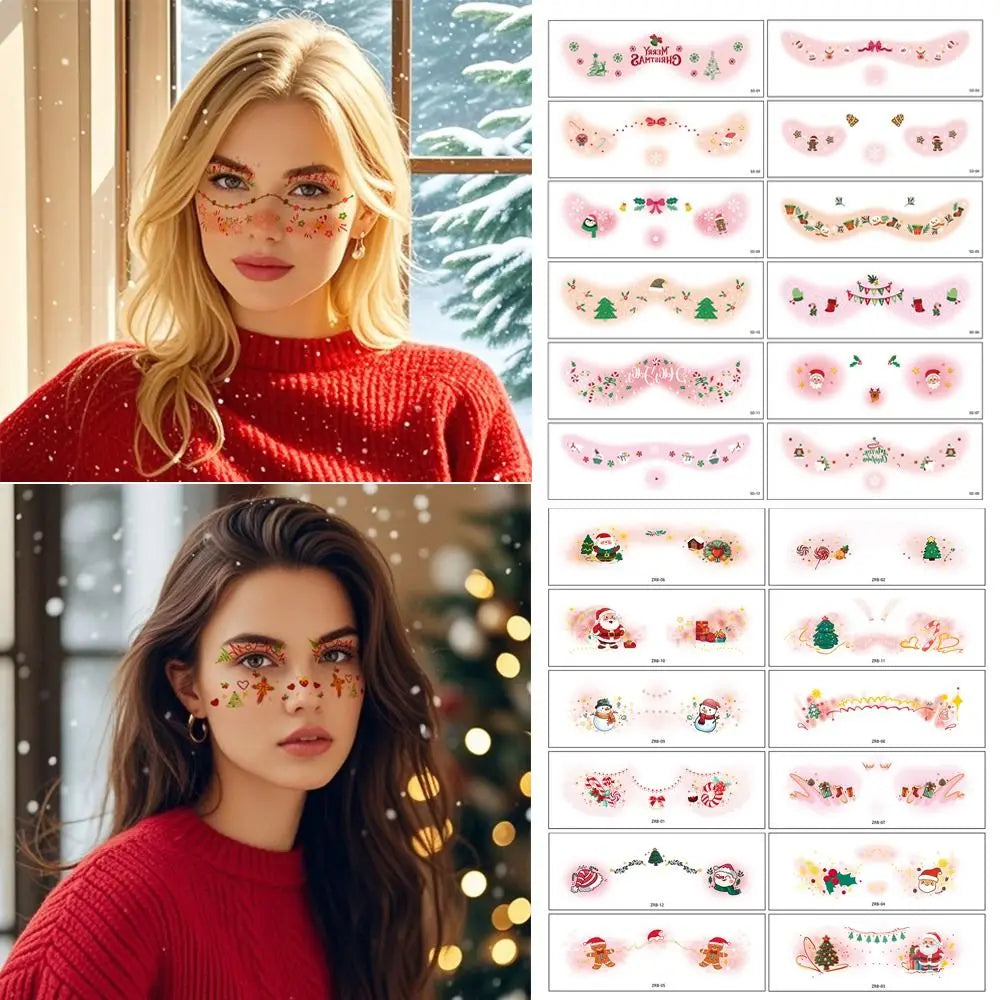 12-Pack Christmas Eye Makeup Stickers – Cosplay Face Art Decals