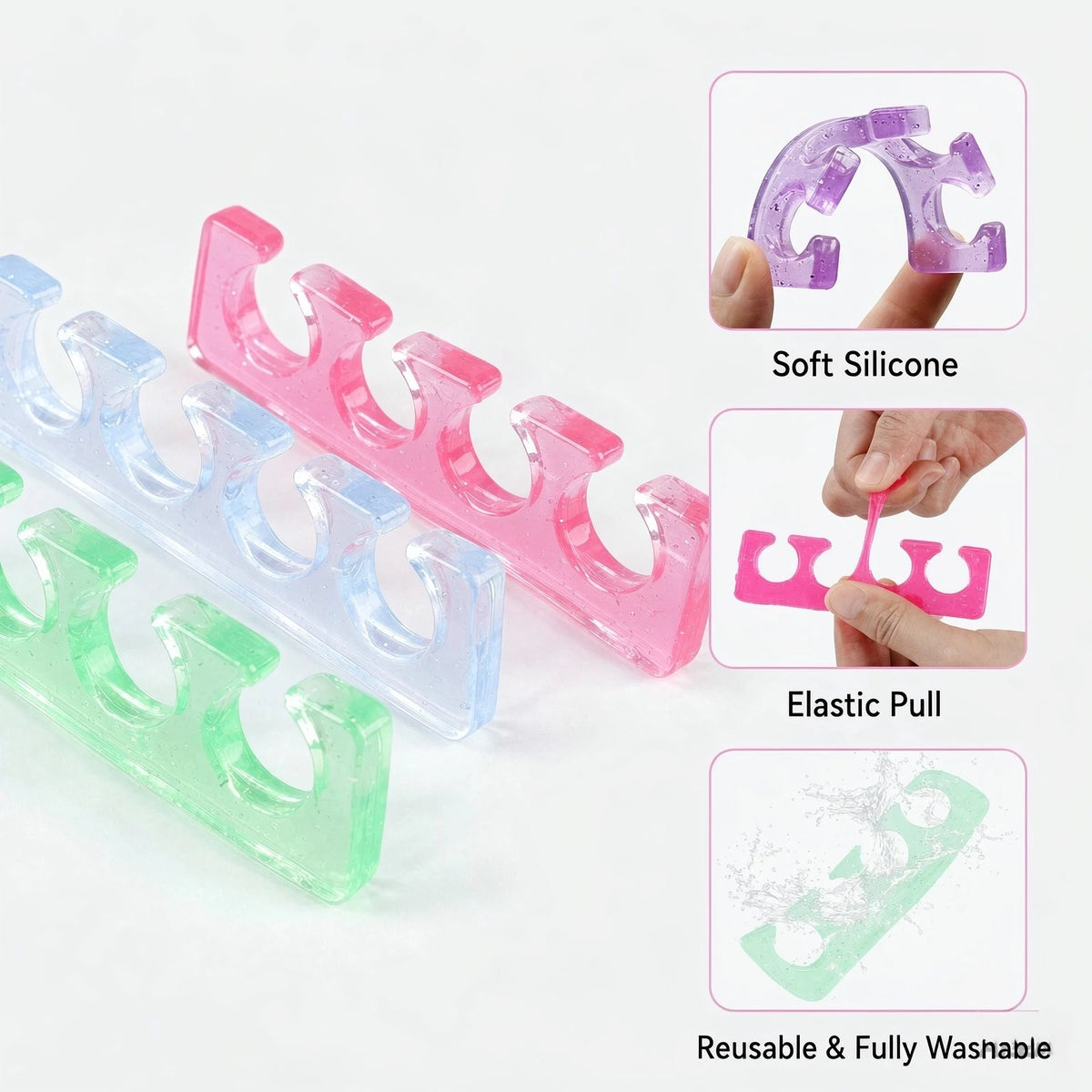 Soft Silicone Toe & Finger Separators – 1 Pair | C-Shape