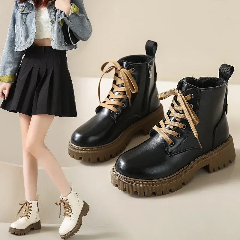 LEDP Women's British Style Ankle Boots – Platform Moto