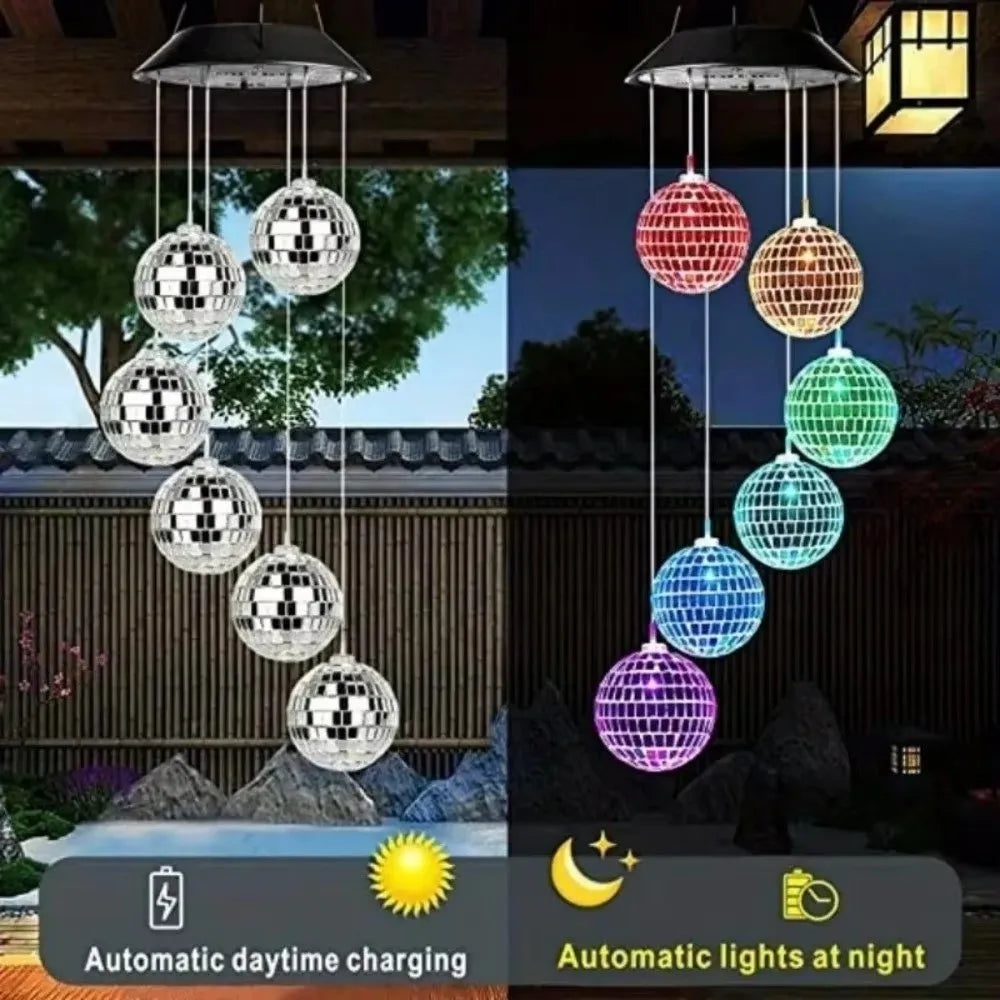 Solar Mosaic Mirror Ball Wind Chime Light | IP65 Waterproof